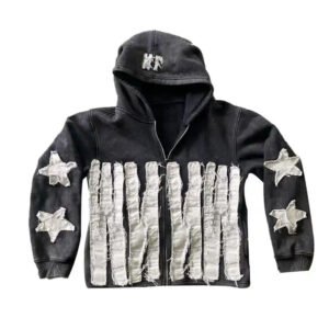 Custom Black Acid Washed 100% Cotton Hoodie With Custom Distressed Embroidery with 450+ Gsm