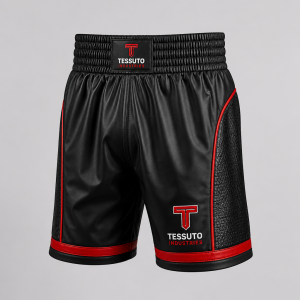 Elite Tessuto Men's Pro Boxing Shorts - Black & Red