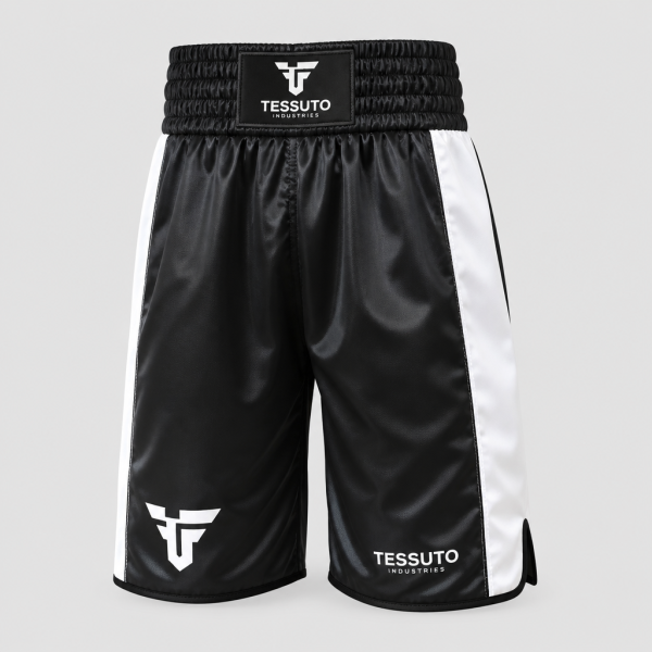 Elite Tessuto Men's Pro Boxing Trousers - Black & White
