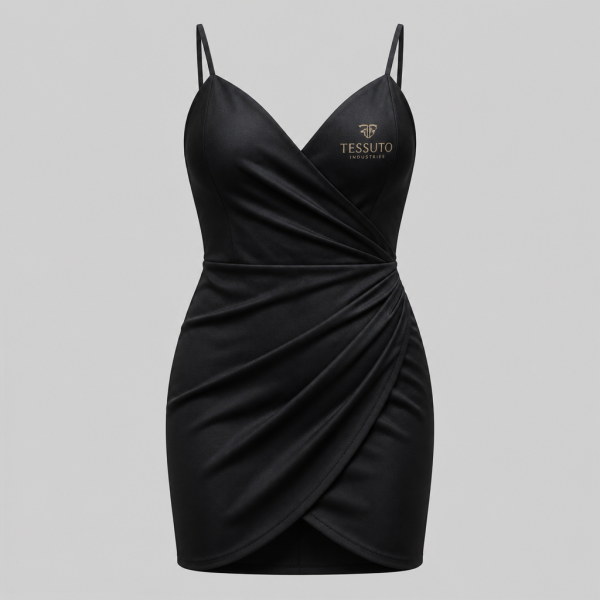 Elite Tessuto Women's Ruched Wrap Mini Dress - Black