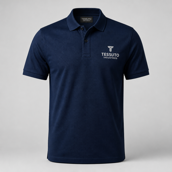 Elite Tessuto Men's Classic Pique Polo Shirt - Navy Blue