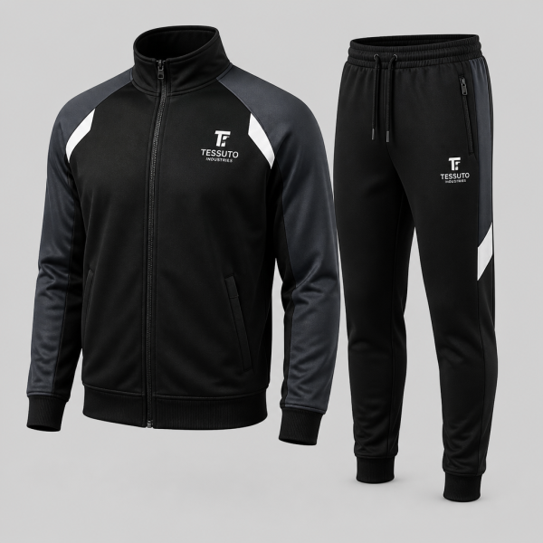 Elite Tessuto Men's Performance Tracksuit - Black & Charcoal