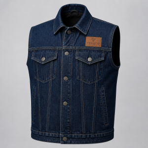 Elite Tessuto Men's Heritage Buttoned Denim Vest - Medium-Dark Wash Blue