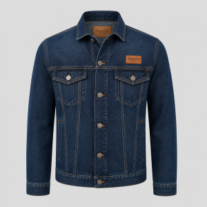 Elite Tessuto Men's Heritage Buttoned Denim Jacket - Medium Wash Blue