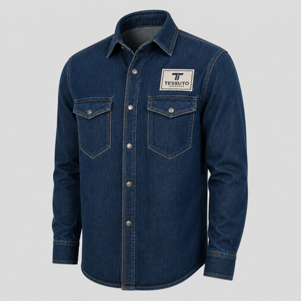 Elite Tessuto Men's Heritage Buttoned Denim Shirt - Medium-Dark Indigo