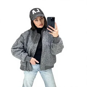 Custom Women's Grey Polyester Coat