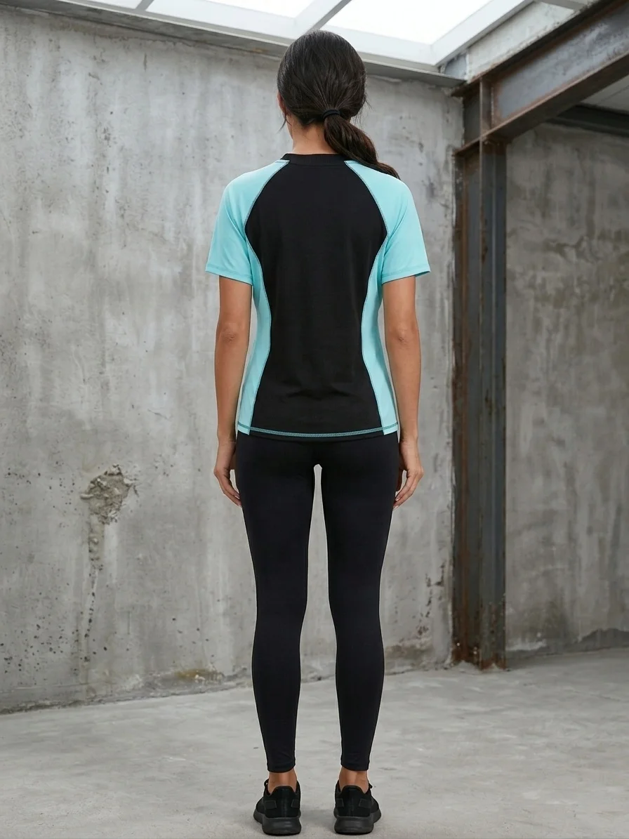Custom Women's Short Sleeve Swim Rash Guard - Image 2