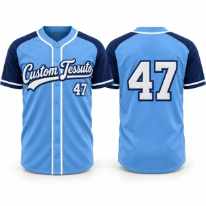 Custom Men's Blue Polyester Baseball Jersey