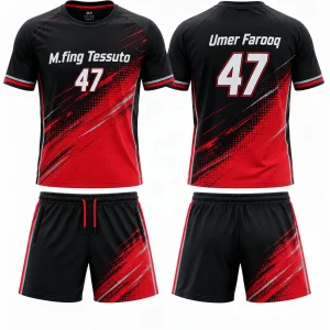 Custom Men's Red Polyester Soccer Uniform Set