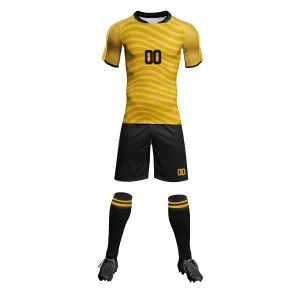 Custom Men's Yellow Polyester Soccer Uniform Set