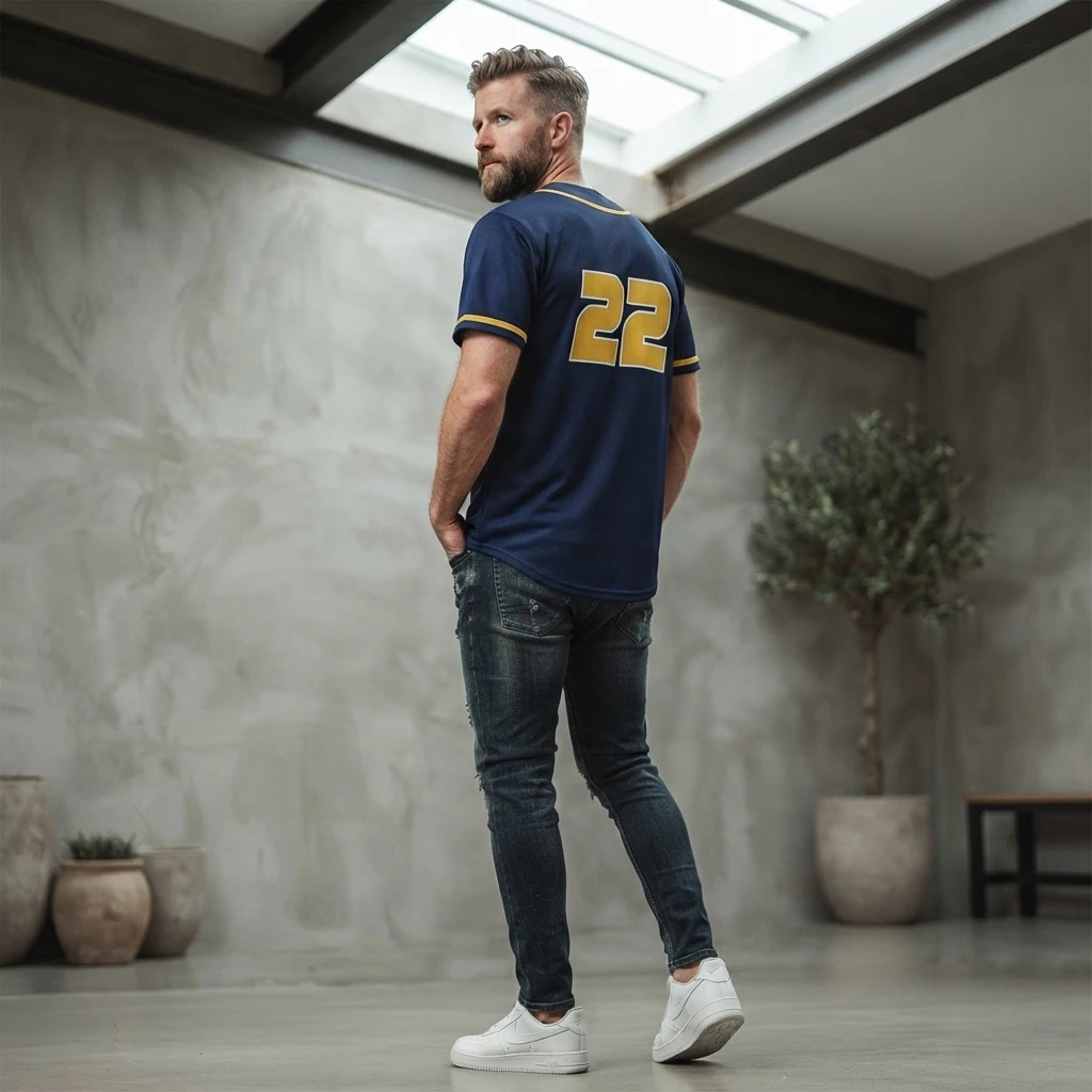 Custom Men's Polyester Baseball Jersey - Image 2