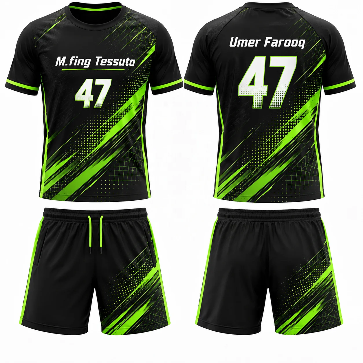 Custom Men's Green Polyester Soccer Uniform Set