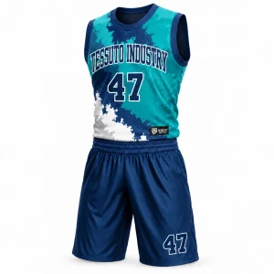 Custom Men's Teal Camo Print Basketball Uniform Set