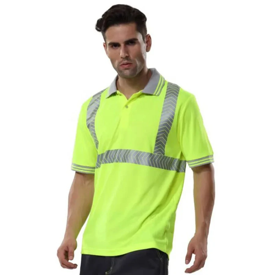 Custom Unisex Striped Cotton High Visibility Work Shirt - Image 3