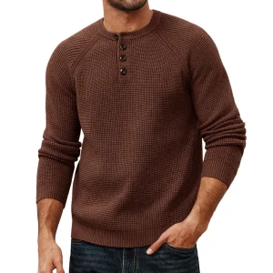 Custom Men's Ribbed Henley Sweater