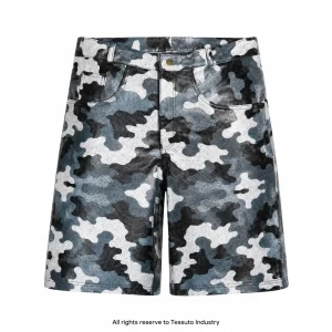 Custom Men's Camo Print Leather Trousers