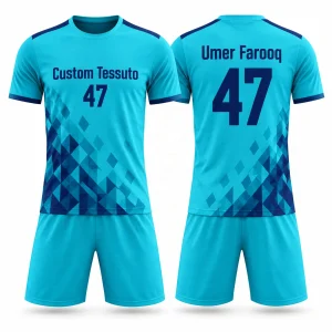 Custom Teal Polyester Soccer Uniform Set