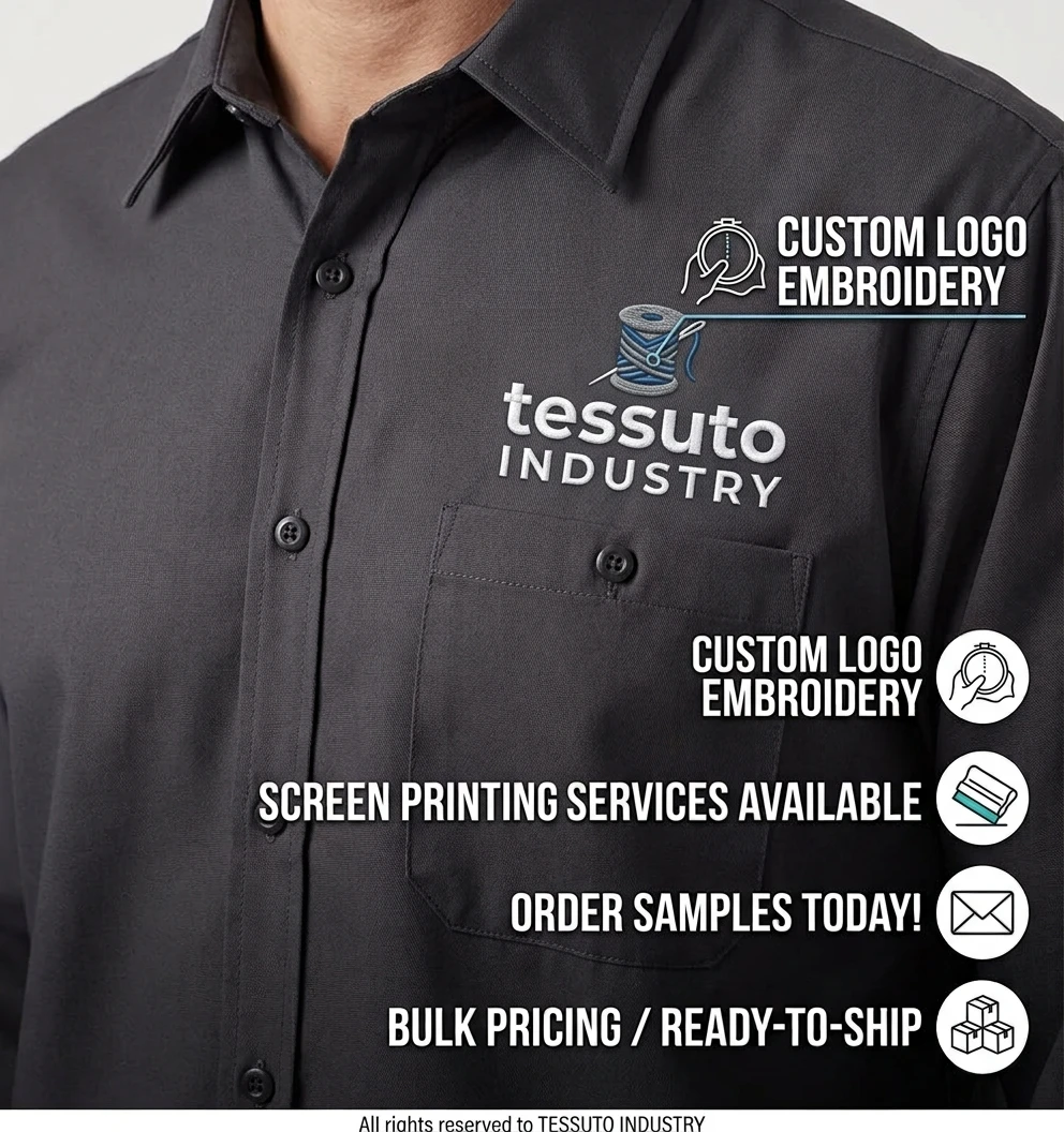 Custom Men's Embroidered Cotton Work Shirt - Image 2