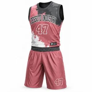 Custom Unisex Pink Camo Print Basketball Uniform Set
