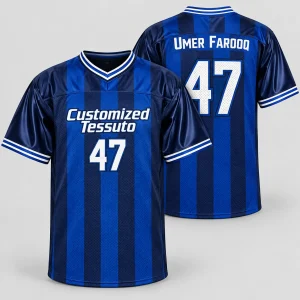 Custom Men's Royal Blue Striped Rugby Jersey