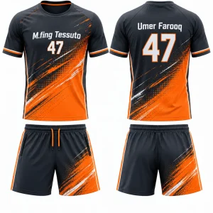 Custom Men's Orange Polyester Soccer Uniform Set