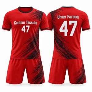 Custom Red Polyester Soccer Uniform Set