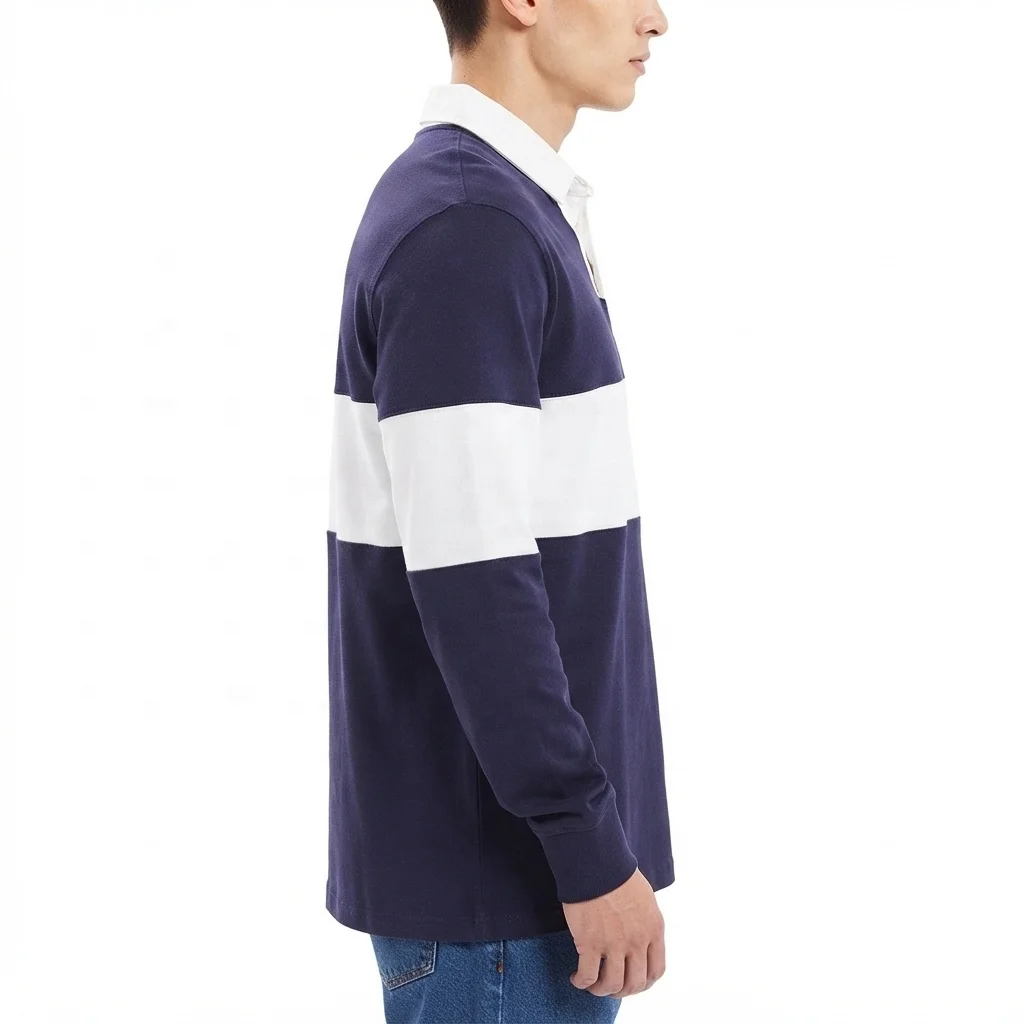 Custom Men's Oversized Color Block Polo Shirt - Image 2
