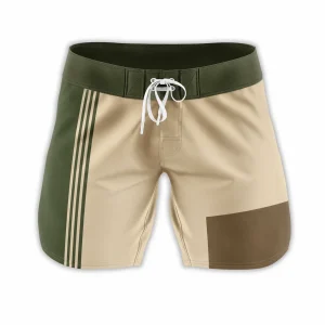 Custom Men's Khaki Color Block Striped Shorts