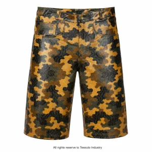 Custom Men's Camo Print Leather Shorts