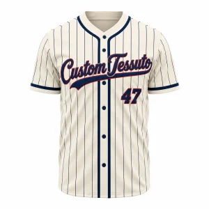 Custom Men's Cream Striped Polyester Baseball Jersey
