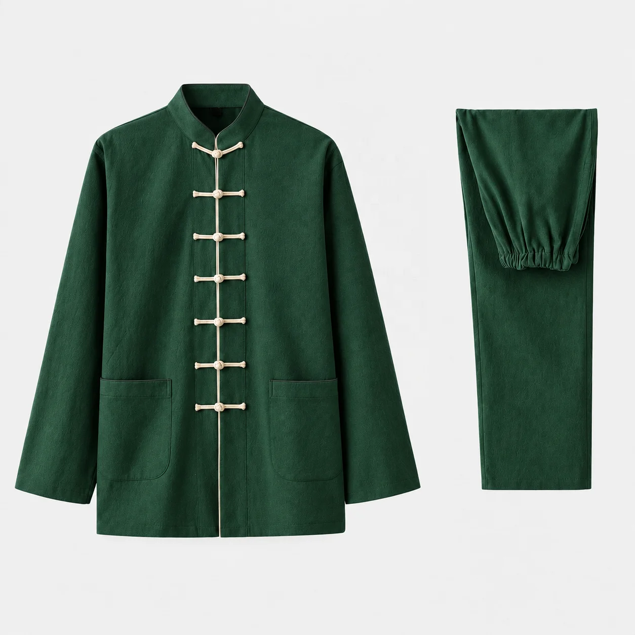 Custom Forest Green Cotton Tai Chi Uniform