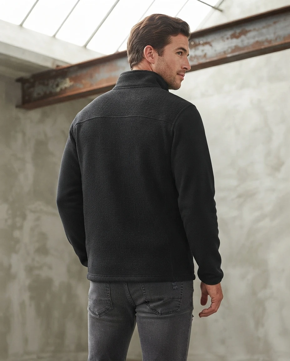 Custom Men's Burgundy Quarter Zip Sweater - Image 2
