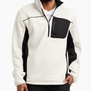 Custom Men's Off White Quarter Zip Sweater