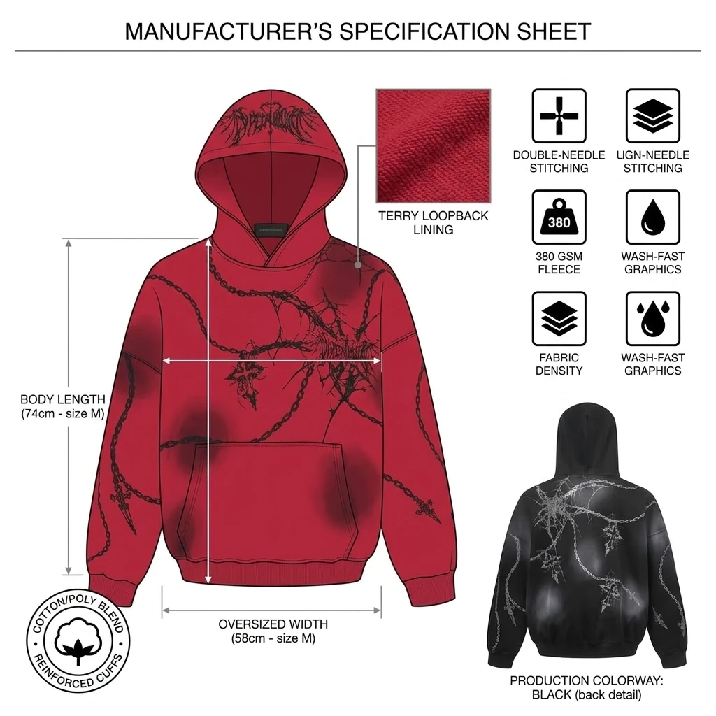 Custom Unisex Acid Wash Oversized Fleece Hoodie - Image 3