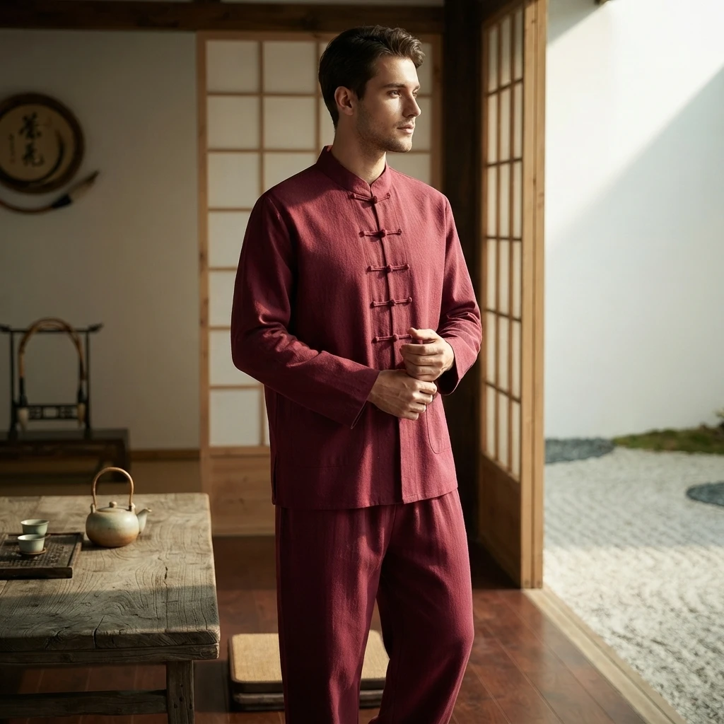 Custom Forest Green Cotton Tai Chi Uniform - Image 3