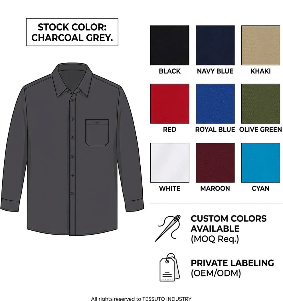 Custom Men's Embroidered Cotton Work Shirt - Image 3