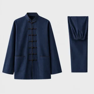Custom Navy Blue Cotton Tai Chi Uniform