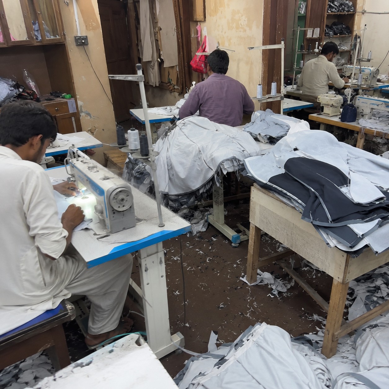 Garment stitching at Tessuto Industry in Sialkot
